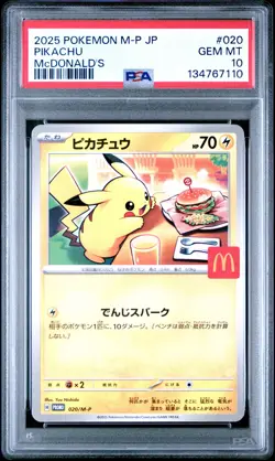 2025 POKEMON JAPANESE M-P PROMO MCDONALD'S #020 PIKACHU PSA 10 - Image 1