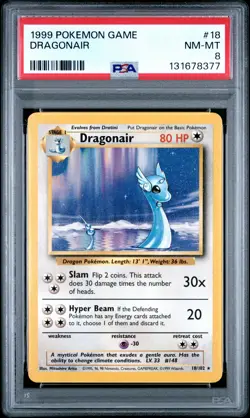 1999 POKEMON BASE SET UNLIMITED #18 DRAGONAIR PSA 8 - Image 1