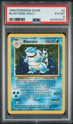 1999 POKEMON BASE SET UNLIMITED #2 BLASTOISE-HOLO PSA 6 - Image 1