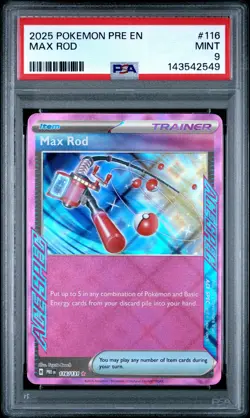 2025 POKEMON PRE EN-PRISMATIC EVOLUTIONS #116 MAX ROD PSA 9 - Image 1