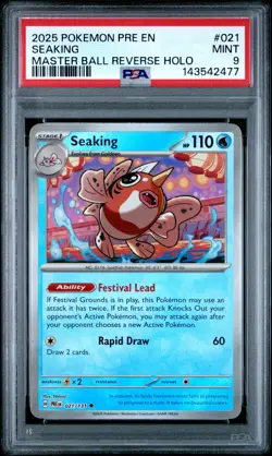 2025 POKEMON PRE EN-PRISMATIC EVOLUTIONS MASTER BALL REVERSE HOLO SEAKING PSA 9 - Image 1