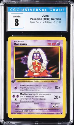1999 POKEMON BASE SET 1ST EDITION GERMAN #31 JYNX CGC 8 - Image 1