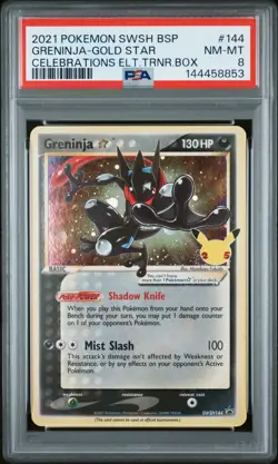 2021 POKEMON SWSH PROMO CELEBRATIONS ETB #144 GRENINJA-GOLD STAR PSA 8 - Image 1