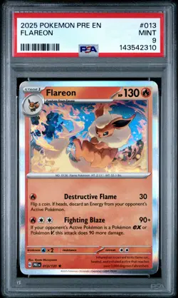 2025 POKEMON PRE EN-PRISMATIC EVOLUTIONS #013 FLAREON PSA 9 - Image 1