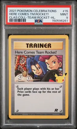2021 POKEMON CELEBRATIONS CLASSIC COLLECTION HERE COMES TEAM ROCKET!-HOLO PSA 9 - Image 1