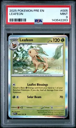 2025 POKEMON PRE EN-PRISMATIC EVOLUTIONS #005 LEAFEON PSA 9 - Image 1