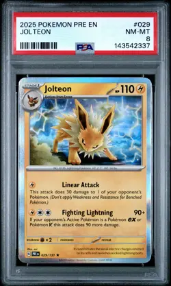 2025 POKEMON PRE EN-PRISMATIC EVOLUTIONS #029 JOLTEON PSA 8 - Image 1