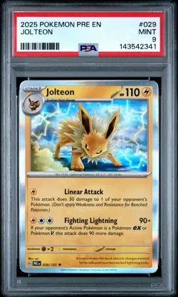 2025 POKEMON PRE EN-PRISMATIC EVOLUTIONS #029 JOLTEON PSA 9 - Image 1