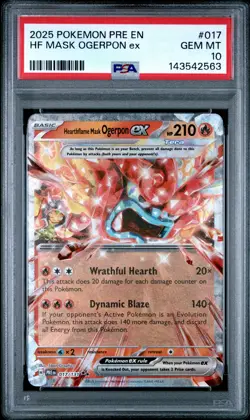 2025 POKEMON PRE EN-PRISMATIC EVOLUTIONS #017 HEARTHFLAME MASK OGERPON EX PSA 10 - Image 1