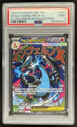 2025 Pokemon MEP Black Star Promos Mega Charizard X ex #023 PSA 9 - Image 1