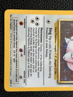 Pokemon Clefairy Base Set Holo Rare 5/102 40 HP English 1999 Wizards Mint - Image 3