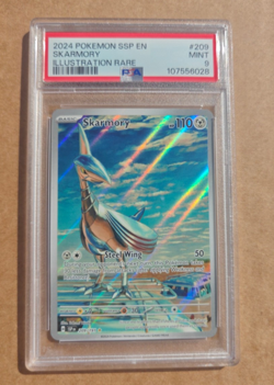 2024 Pokemon Surging Sparks Skarmory 209/191 Illustration Rare PSA 9 MINT - Image 1