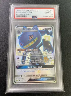 2019 POKEMON SUN & MOON HIDDEN FATES #SV61 FULL ART/BANETTE GX PSA 10 MINT RARE - Image 1