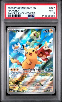 2023 POKEMON SVP EN-SV BLACK STAR PROMO #027 PIKACHU PSA 9 - Image 1