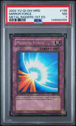 2002 YU-GI-OH! MRD-METAL RAIDERS 1ST EDITION #138 MIRROR FORCE PSA 7 - Image 1