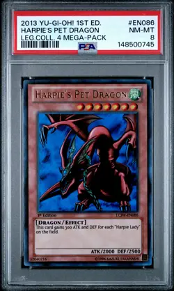 2013 YU-GI-OH! LEGEND COLL 4 MEGA-PACK 1ST EDITION HARPIE'S PET DRAGON PSA 8 - Image 1
