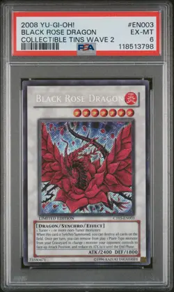 2008 YU-GI-OH! COLLECTIBLE TINS WAVE 2 #EN003 BLACK ROSE DRAGON PSA 6 - Image 1