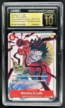 2025 One Piece Monkey D. Luffy Tournament Promo 3rd Anniversary #ST01-012 CGC 10 - Image 1