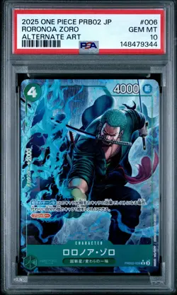 2025 ONE PIECE JAPANESE PREMIUM BOOSTER ALTERNATE ART #006 RORONOA ZORO PSA 10 - Image 1