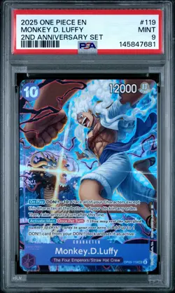 2025 ONE PIECE ENGLISH VERSION 2ND ANNIVERSARY SET #119 MONKEY D. LUFFY PSA 9 - Image 1