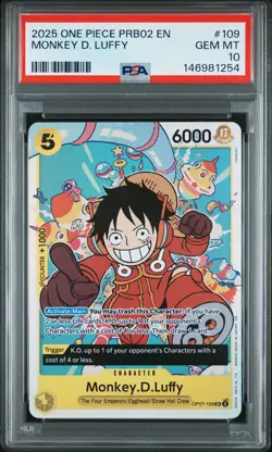 2025 ONE PIECE PRB02-PREMIUM BOOSTER #109 MONKEY D. LUFFY PSA 10 - Image 1