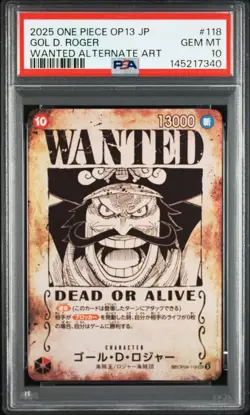 2025 ONE PIECE JPN CARRYING ON HIS WILL WANTED ALT ART #118 GOL D. ROGER PSA 10 - Image 1