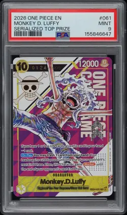 2026 ONE PIECE SERIALIZED TOP PRIZE PROMOS #061 MONKEY D. LUFFY 124/1000 PSA 9 - Image 1