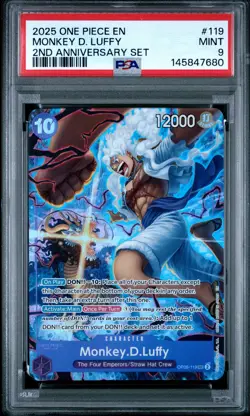 2025 ONE PIECE ENGLISH VERSION 2ND ANNIVERSARY SET #119 MONKEY D. LUFFY PSA 9 - Image 1