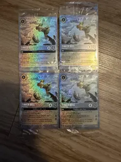 Tinker Bell Giant Fairy Glitter Foil Promo Disney Lorcana Fabled (*Sealed*) x 4 - Image 1