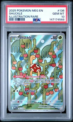 2025 POKEMON MEG EN-MEGA EVOLUTION ILLUSTRATION RARE #136 SHUCKLE PSA 10 - Image 1