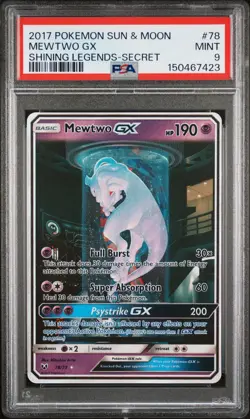 2017 POKEMON SUN & MOON SHINING LEGENDS SECRET #78 MEWTWO GX PSA 9 - Image 1