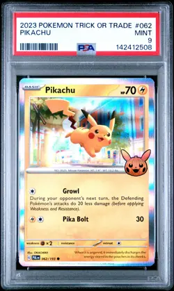 2023 POKEMON TRICK OR TRADE #062 PIKACHU PSA 9 - Image 1