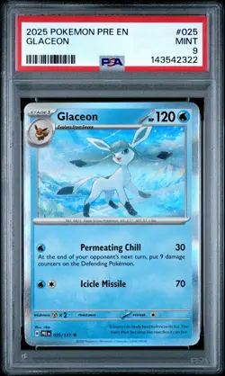 2025 POKEMON PRE EN-PRISMATIC EVOLUTIONS #025 GLACEON PSA 9 - Image 1