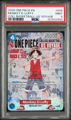 2026 ONE PIECE PROMOS COLLEGE BASKETBALL: US VOYAGE #055 MONKEY D. LUFFY PSA 9 - Image 1