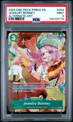 2025 ONE PIECE PRB02-PREMIUM BOOSTER ALTERNATE ART #004 JEWELRY BONNEY PSA 9 - Image 1