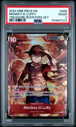2024 ONE PIECE PROMOS TREASURE BOOSTERS SET #006 MONKEY D. LUFFY PSA 2 - Image 1
