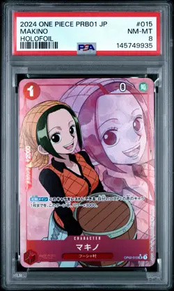 2024 ONE PIECE JAPANESE PRB01-PREMIUM BOOSTER HOLOFOIL #015 MAKINO PSA 8 - Image 1
