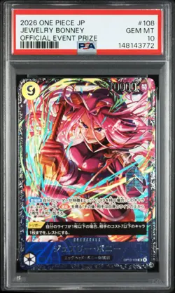 2026 ONE PIECE JAPANESE PROMOS OFFICIAL EVENT PRIZE #108 JEWELRY BONNEY PSA 10 - Image 1