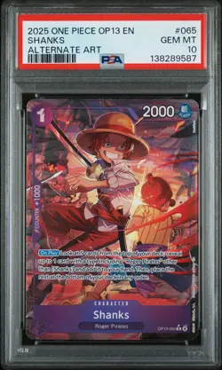 2025 ONE PIECE OP13-CARRYING ON HIS WILL ALTERNATE ART #065 SHANKS PSA 10 - Image 1