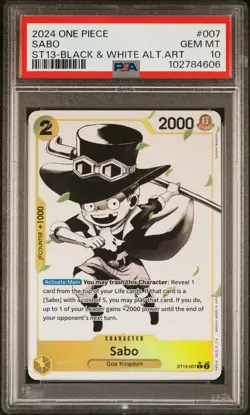 2024 ONE PIECE ULTRA DECK ST13-THE THREE BROTHERS B&W ALTERNATE ART SABO PSA 10 - Image 1
