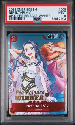 2023 ONE PIECE OP03-PRE-RELEASE-WINNER PROMOS #009 NEFELTARI VIVI PSA 9 - Image 1
