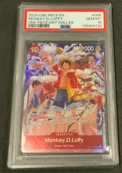 Monkey.D.Luffy (One Piece Day Dallas 2025) ST10-006 One Piece Promo PSA 10 - Image 1