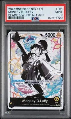 2026 ONE PIECE STARTER DECK ST29-EGGHEAD B&W ALTERNATE ART MONKEY D. LUFFY PSA 9 - Image 1