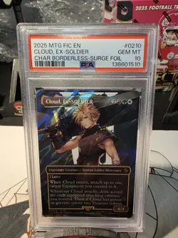 MTG Final Fantasy Cloud Ex-Soldier Character Borderless Surge Foil PSA 10 #210 - Image 1