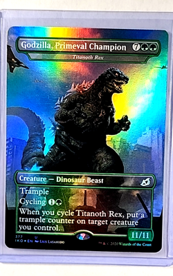 MTG Magic The Gathering Ikoria Borderless Foil 377 Godzilla Primeval Champion LP - Image 1