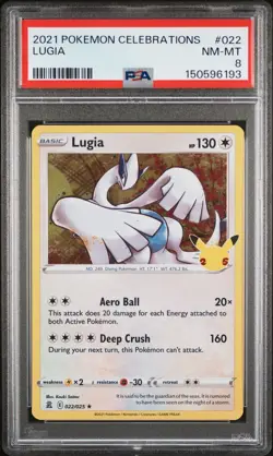 2021 POKEMON CELEBRATIONS #022 LUGIA PSA 8 - Image 1