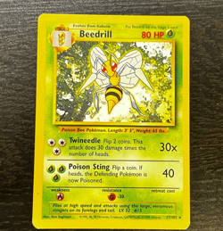 Pokemon TCG - ENGLISH BASE SET UNLIMITED RARE BEEDRILL RARE Card 17/102 LP MP - Image 1
