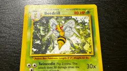 Pokemon TCG - ENGLISH BASE SET UNLIMITED RARE BEEDRILL RARE Card 17/102 LP MP - Image 3