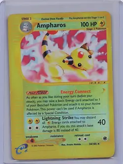 Ampharos 34/165 Rare Expedition Base Set Pokemon Heavily Played - Image 1