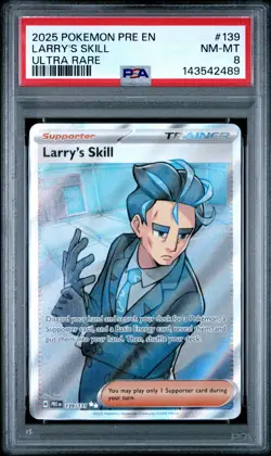2025 POKEMON PRE EN-PRISMATIC EVOLUTIONS ULTRA RARE #139 LARRY'S SKILL PSA 8 - Image 1